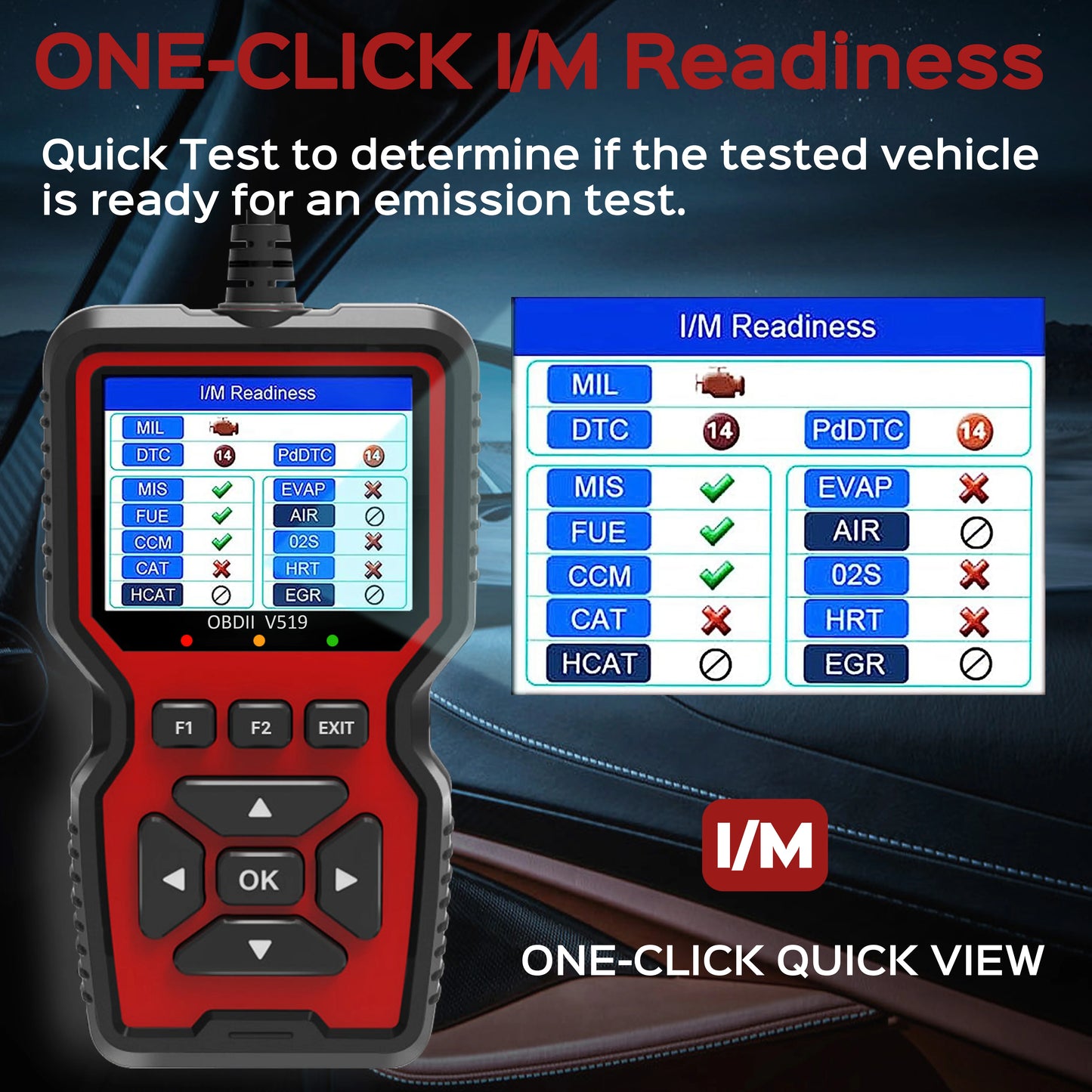 Escáner V519 OBD2, Mejorado con lector de códigos de fallo del motor, OBDII CAN, herramienta de escaneo de diagnóstico, comprobación de humo con un solo clic, búsqueda DTC.